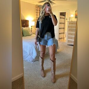 Levis premium festival western 501 cutoff fringe denim shorts size 27